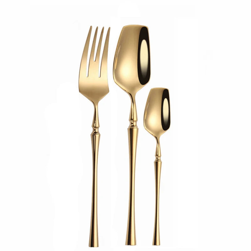 Cutlery Set Matte Gold Cutlery Set Stainless Steel Dinnerwar Steel Gold Forks Spoons Knives Steel Cutlery Set Silverware Set