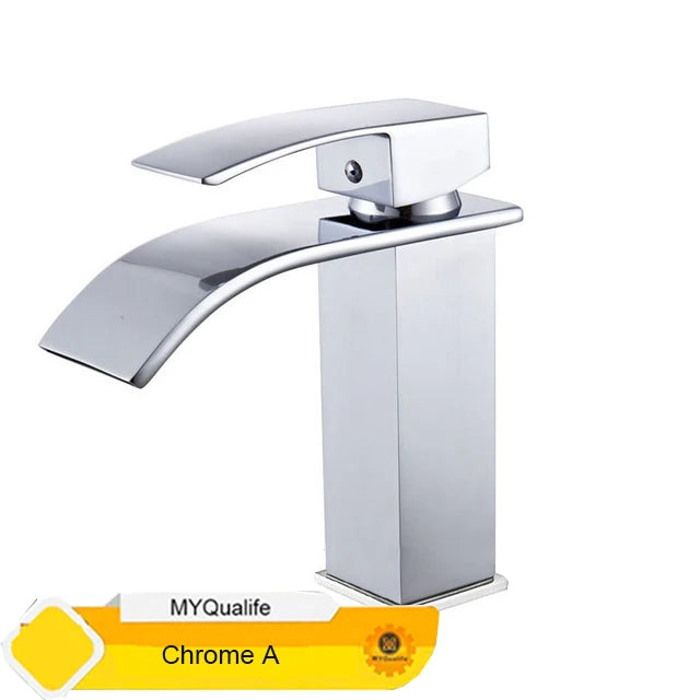 MYQualife Waterfall Bathroom Vanity Faucet Single Hole Deck Mounted