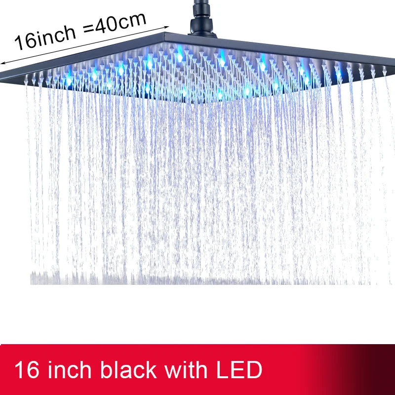 MYQualife LED Rainfall Shower Head Brass with Simple Mount