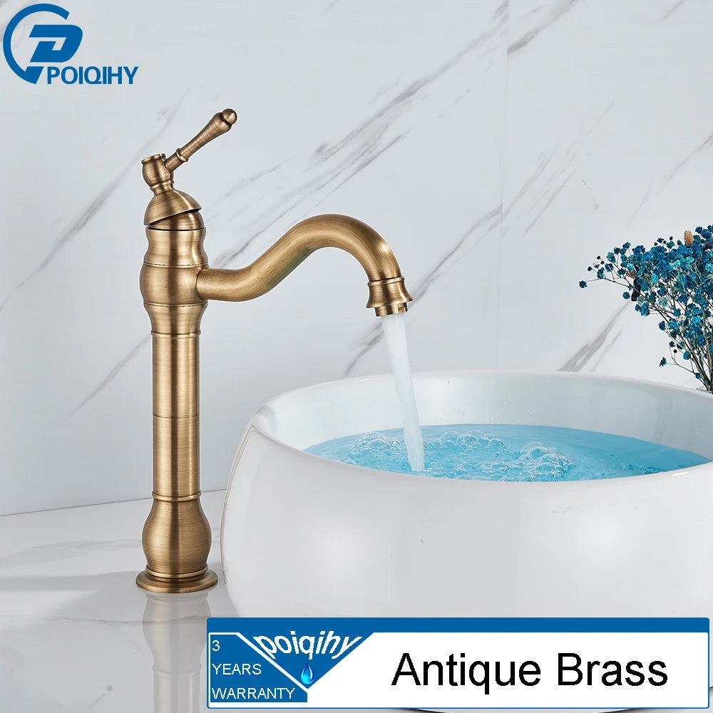 Poqihy Basin Vessel Sink Faucet Deck Mounted One Hole