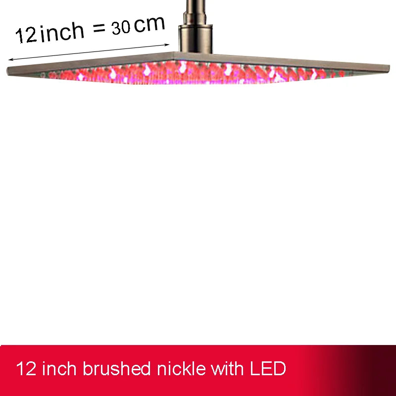 MYQualife LED Rainfall Shower Head Brass with Simple Mount