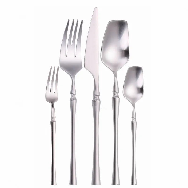 Cutlery Set Matte Gold Cutlery Set Stainless Steel Dinnerwar Steel Gold Forks Spoons Knives Steel Cutlery Set Silverware Set