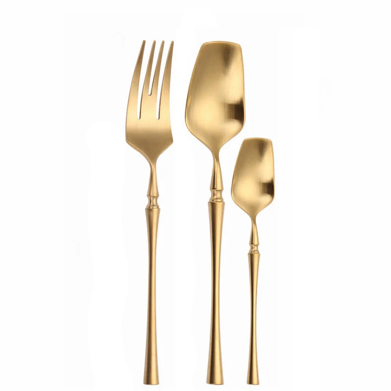 Cutlery Set Matte Gold Cutlery Set Stainless Steel Dinnerwar Steel Gold Forks Spoons Knives Steel Cutlery Set Silverware Set