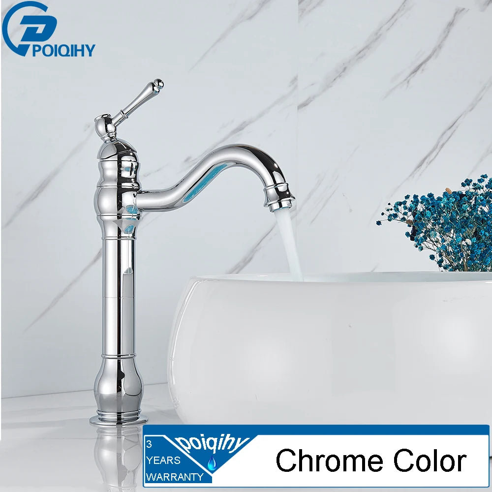 Poqihy Basin Vessel Sink Faucet Deck Mounted One Hole
