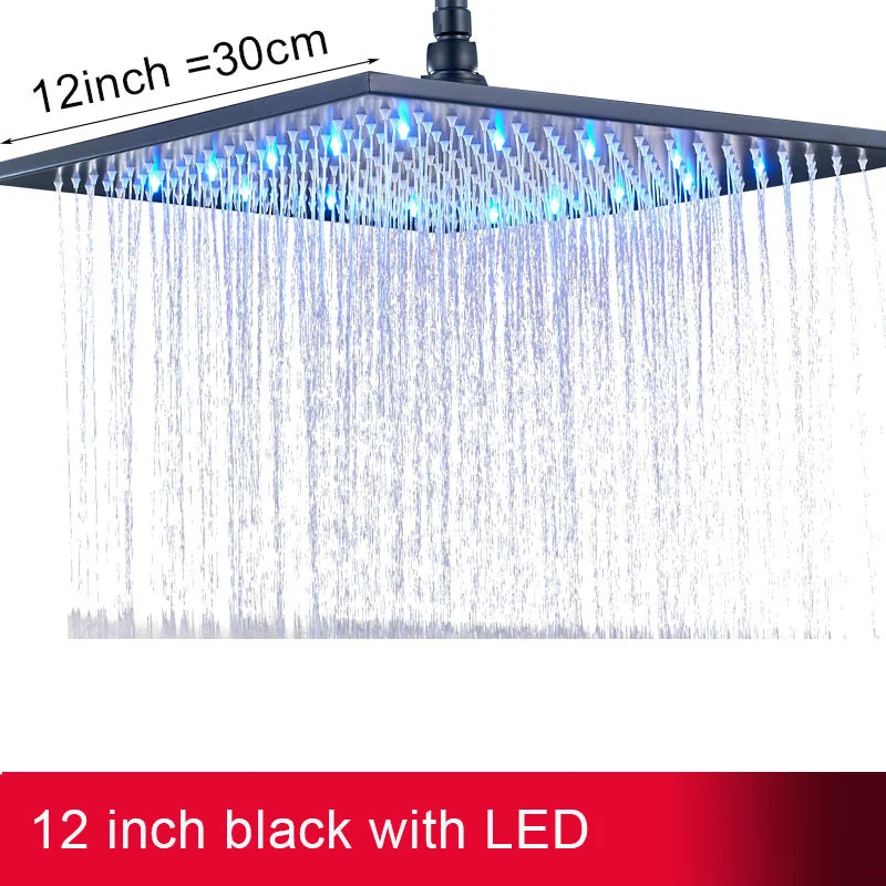 MYQualife LED Rainfall Shower Head Brass with Simple Mount