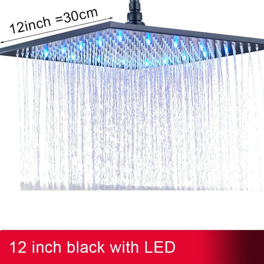 MYQualife LED Rainfall Shower Head Brass with Simple Mount