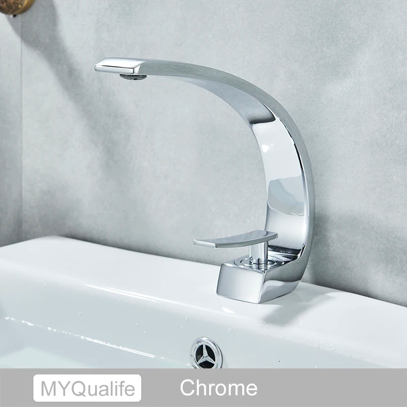 MYQualife Single-Handle Deck Mounted Basin Faucet Hot Cold Water