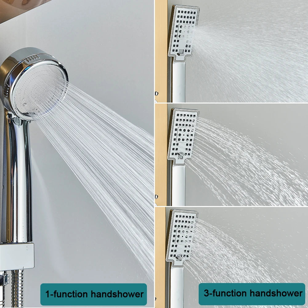 Poqihy Gold And Black Shower Panel System With Body Jets