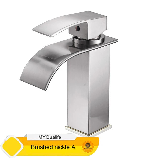 MYQualife Waterfall Bathroom Vanity Faucet Single Hole Deck Mounted