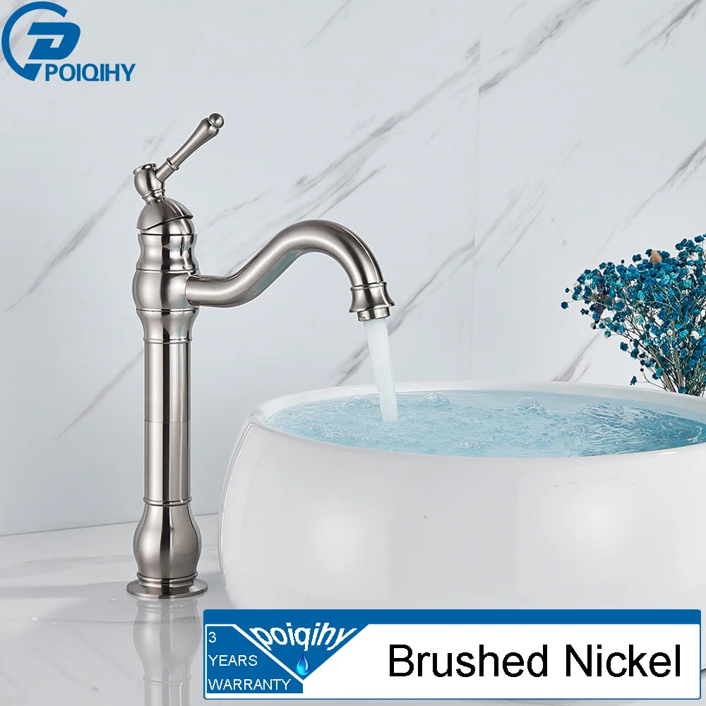 Poqihy Basin Vessel Sink Faucet Deck Mounted One Hole