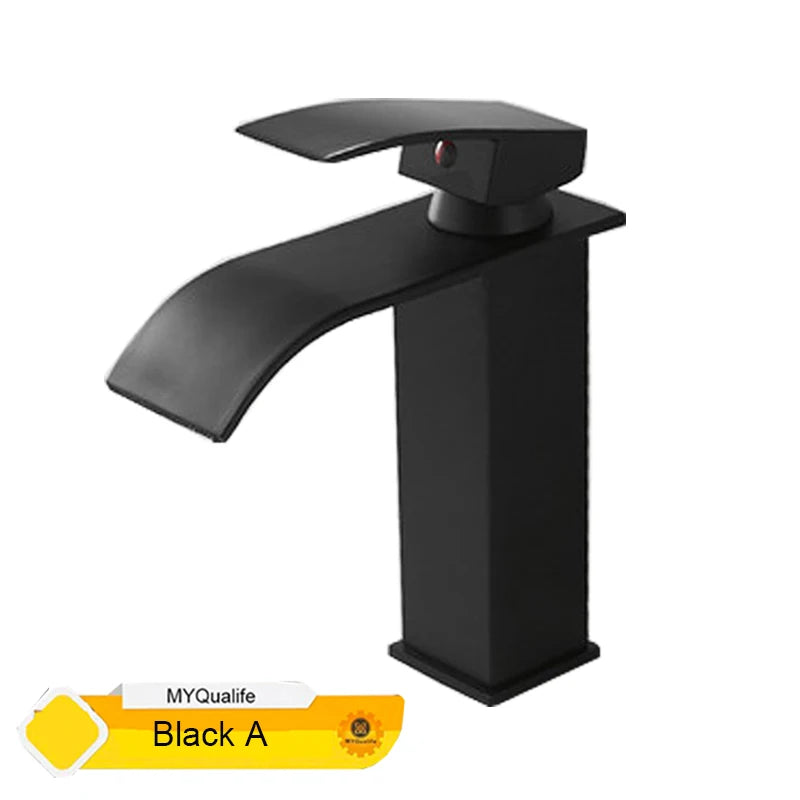 MYQualife Waterfall Bathroom Vanity Faucet Single Hole Deck Mounted