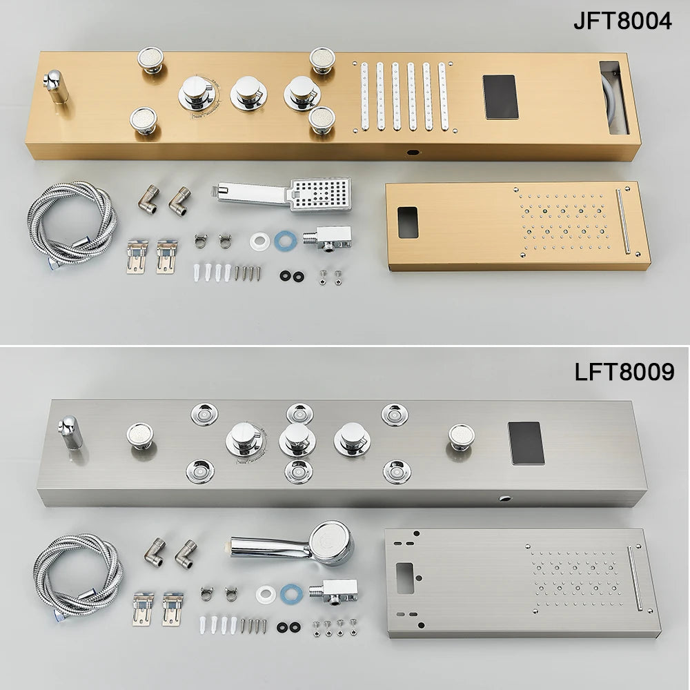 Poqihy Gold And Black Shower Panel System With Body Jets