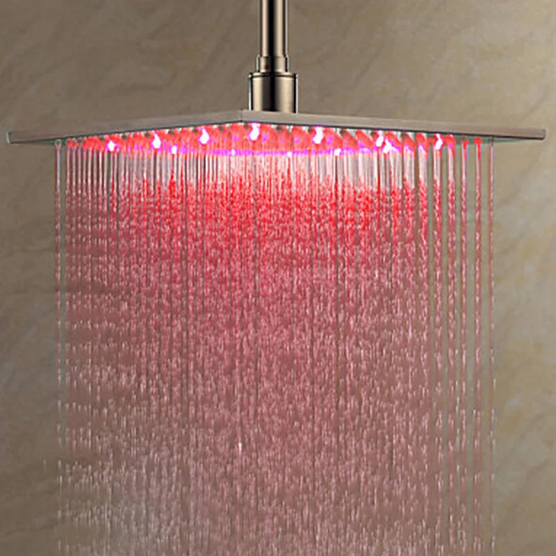 MYQualife LED Rainfall Shower Head Brass with Simple Mount