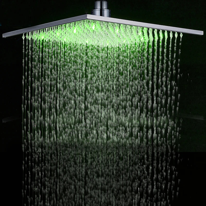 MYQualife LED Rainfall Shower Head Brass with Simple Mount