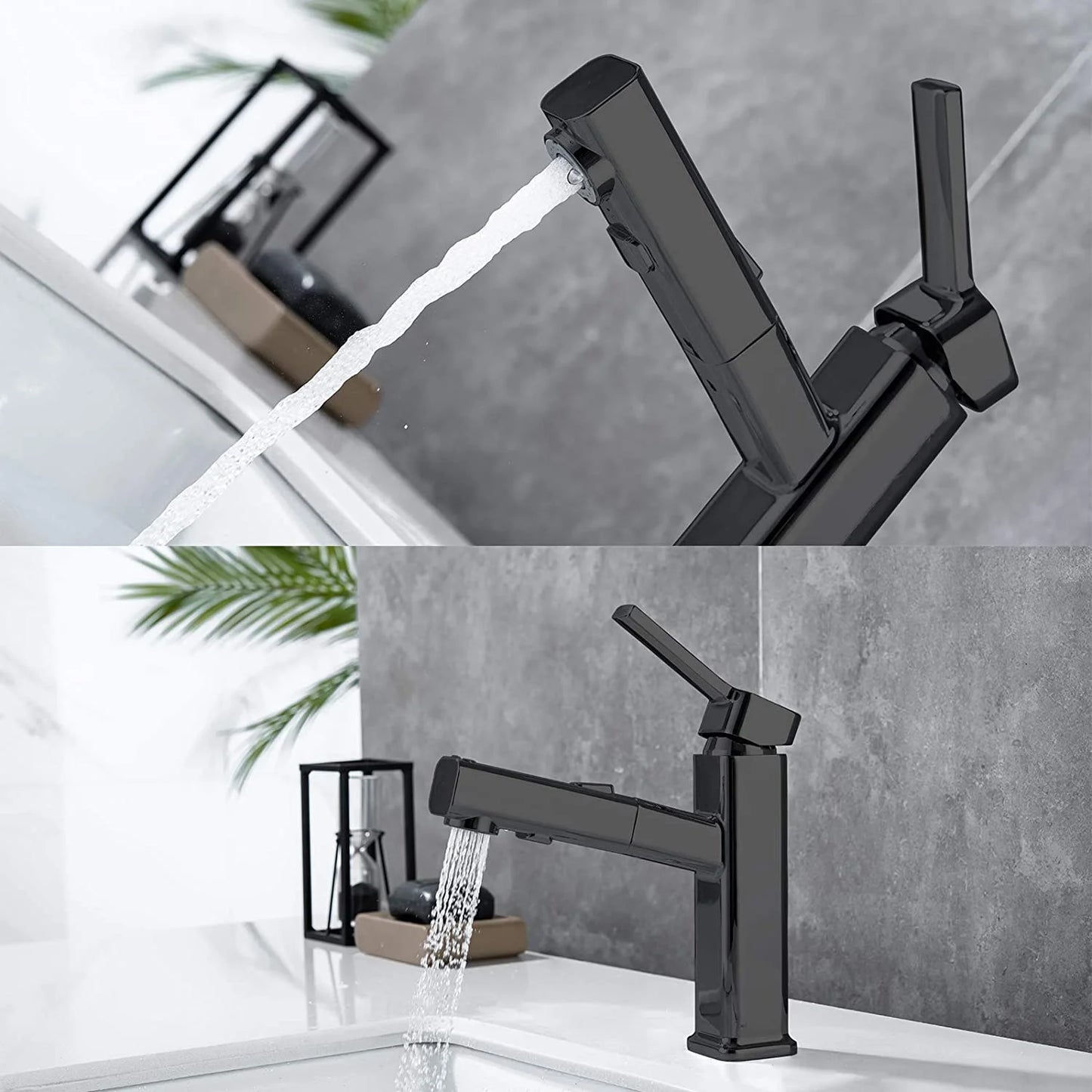 DQOK Pull Out Basin Faucet for Bathroom Brass Deck Mounted