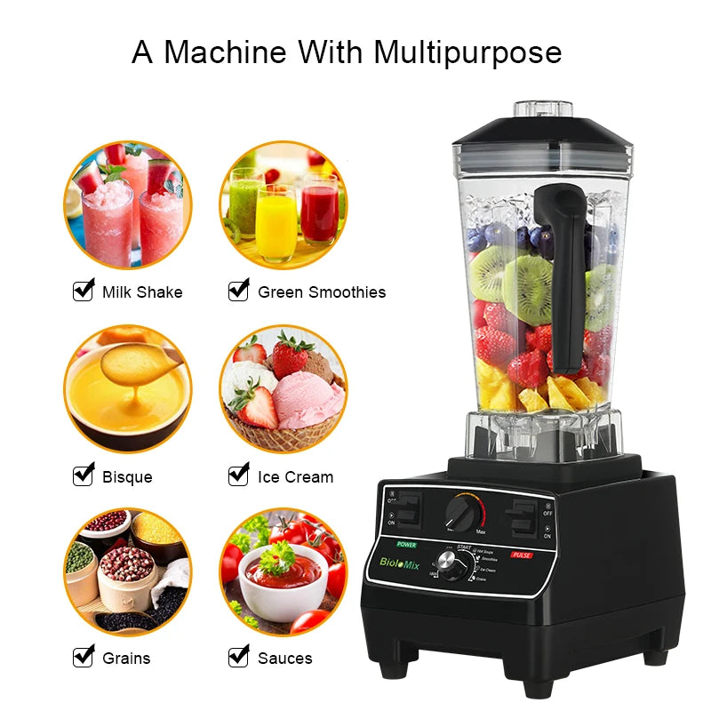 Biolomix 2200W Smart Timer Blender Mixer Juicer Food Processor