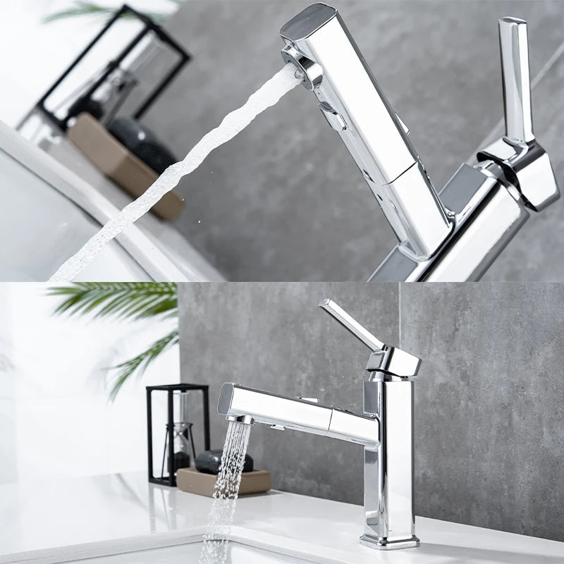 DQOK Pull Out Basin Faucet for Bathroom Brass Deck Mounted