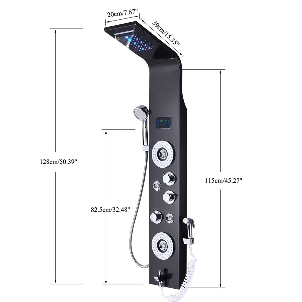 Quyanre LED Shower Panel Six Functions Column Bidet Taps