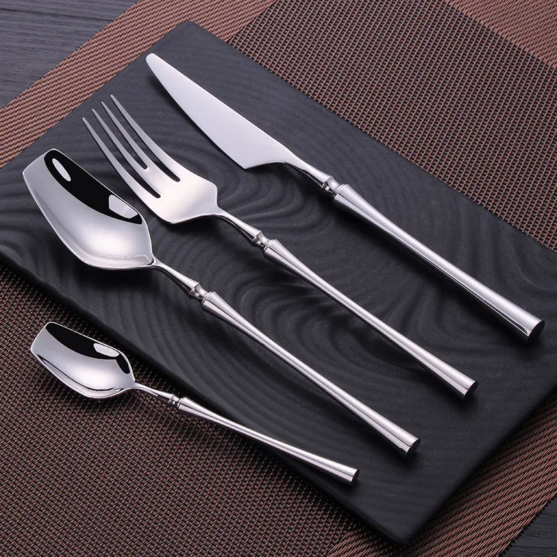 Cutlery Set Matte Gold Cutlery Set Stainless Steel Dinnerwar Steel Gold Forks Spoons Knives Steel Cutlery Set Silverware Set