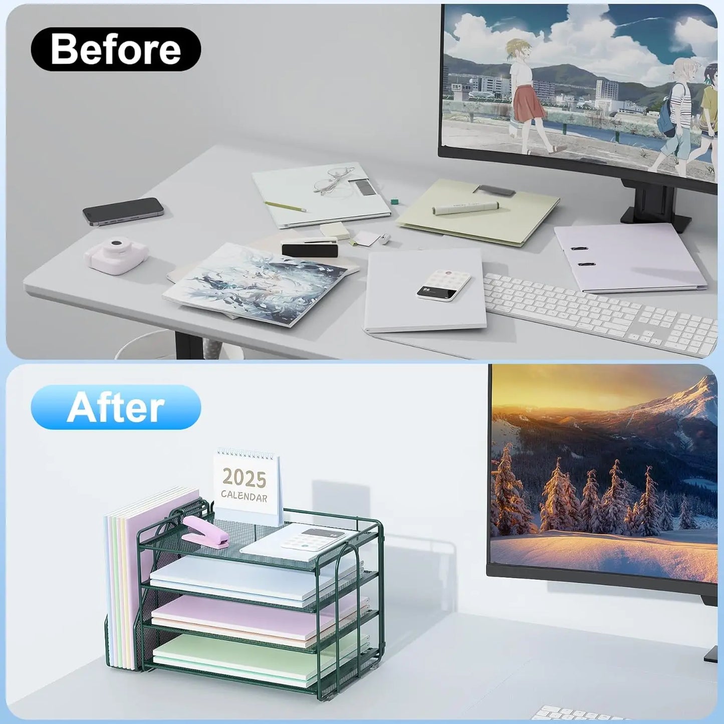 Desk Organizer With File Rack For Catalog And Reference
