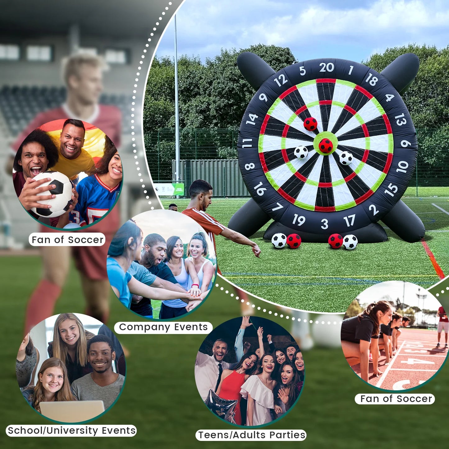 King Inflatable Giant Soccer Ball Darts Board With 8 Balls And Blower