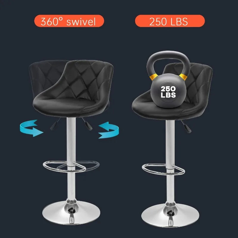 Bar Stools Set Of 2 With Swivel Chrome Frame Backrest