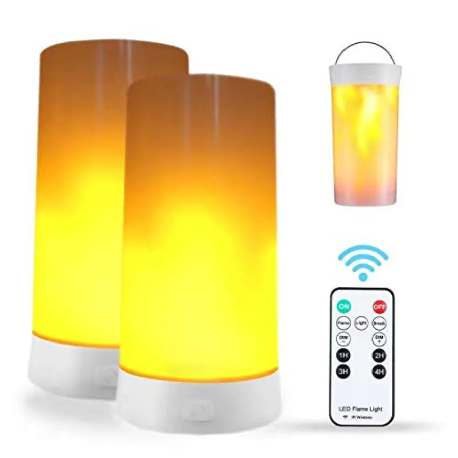 LED Flame Light 2-Pack USB Rechargeable Flameless Candles Remote Timer