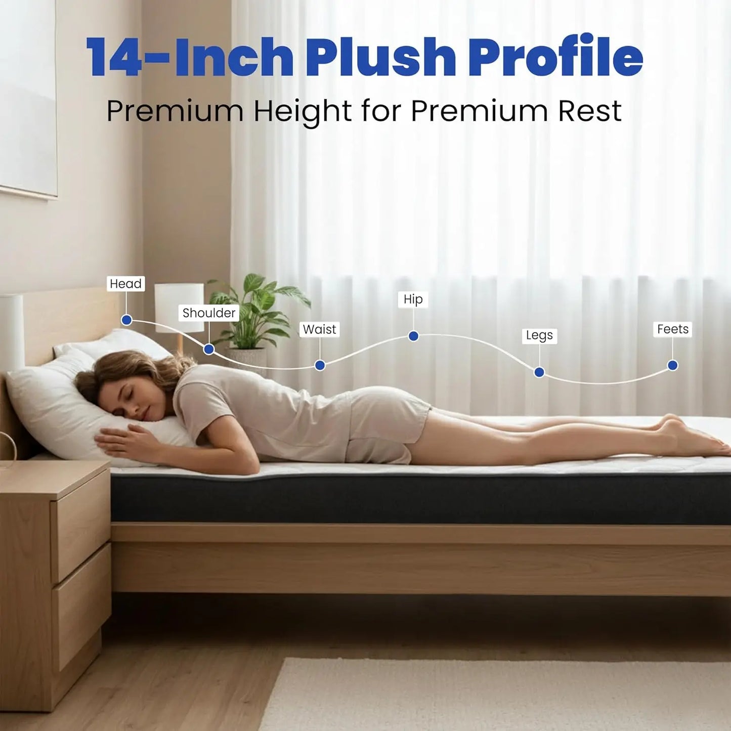 Hybrid Plush Mattress With Cooling Gel Memory Foam And Coils