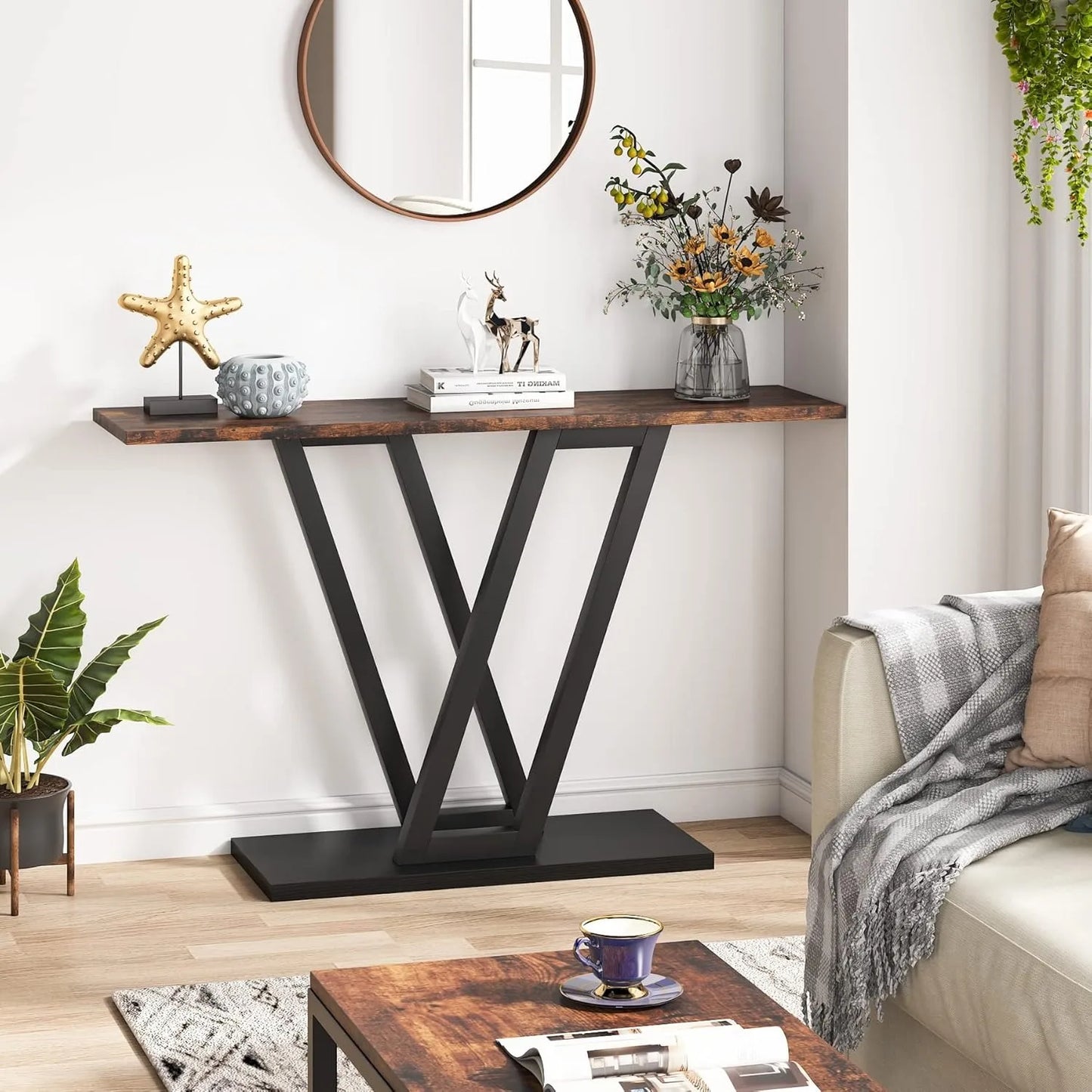 Little Tree Console Table Industrial Hallway Entryway Sofa Table