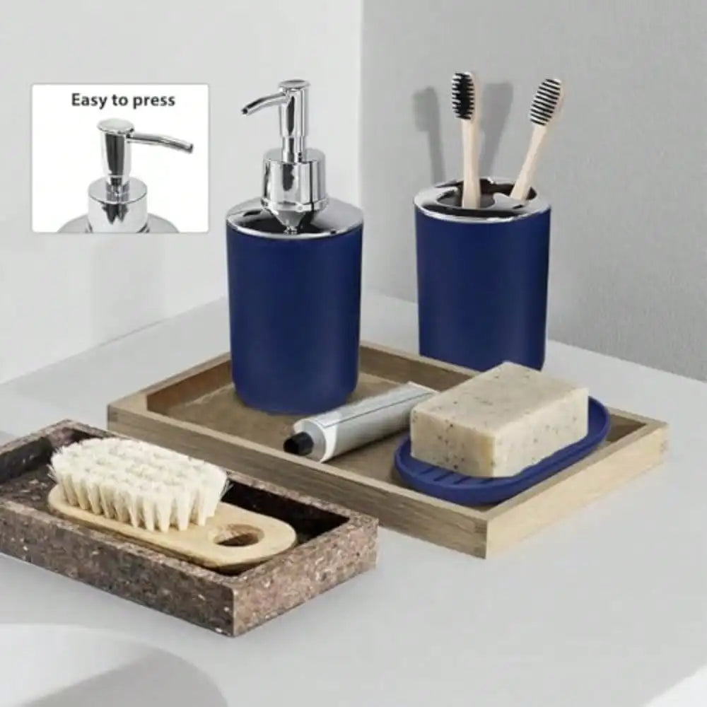 Six-Piece Bathroom Accessories Set With Soap Dispenser Toothbrush Holder Cup