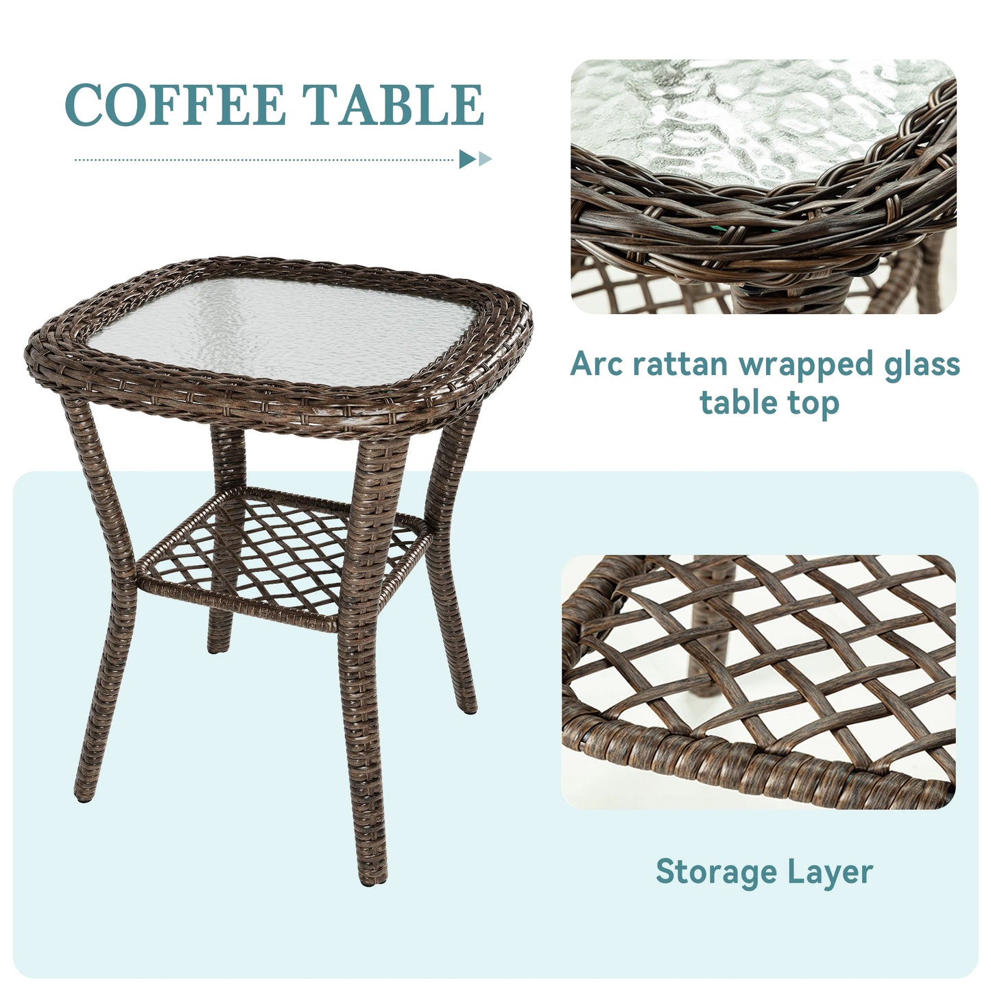HOOMIC 3 Piece Patio Furniture Set With Cushioned Rocking Chairs