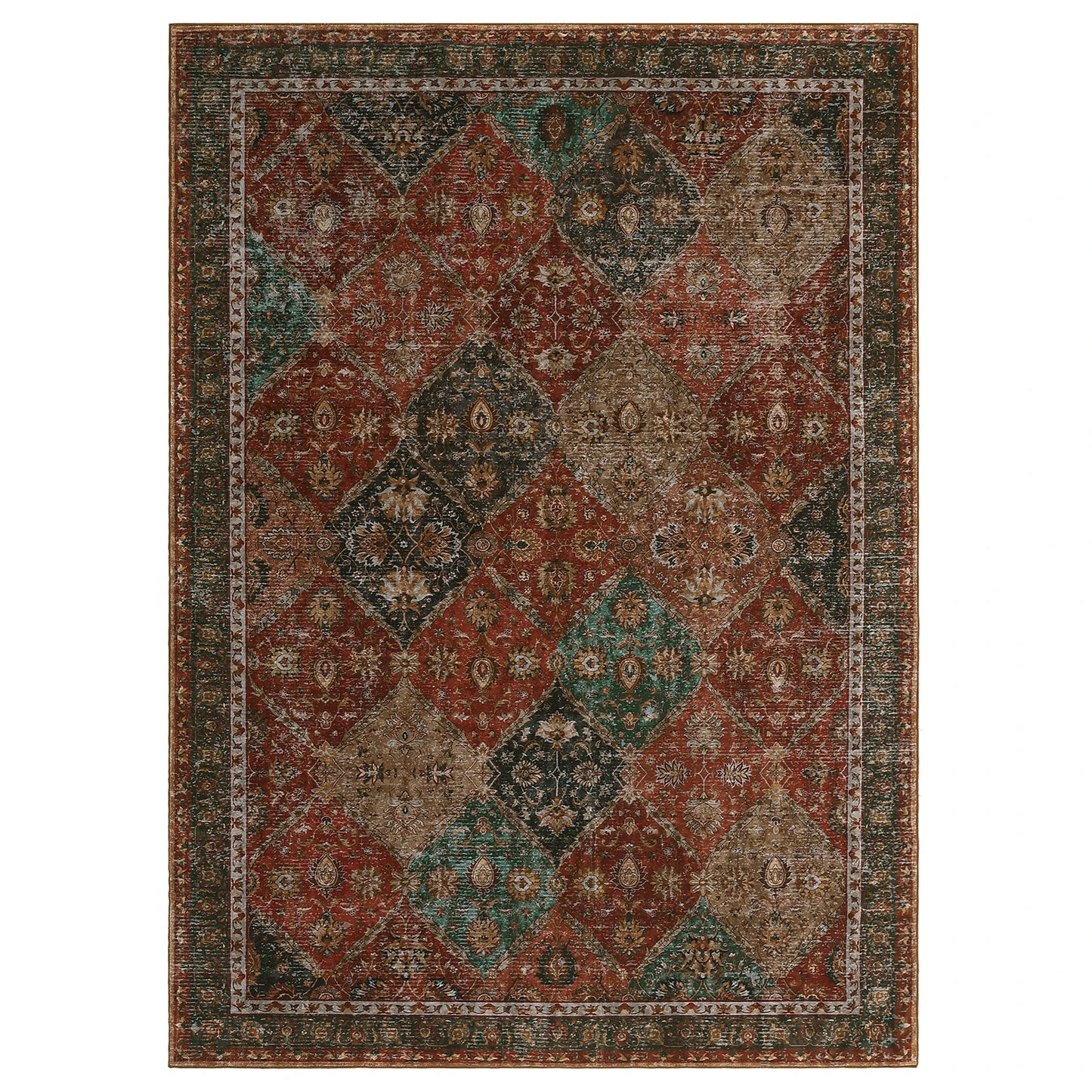 Machine Washable Non Slip Low Pile Moroccan Trellis Rug Stain Resistant