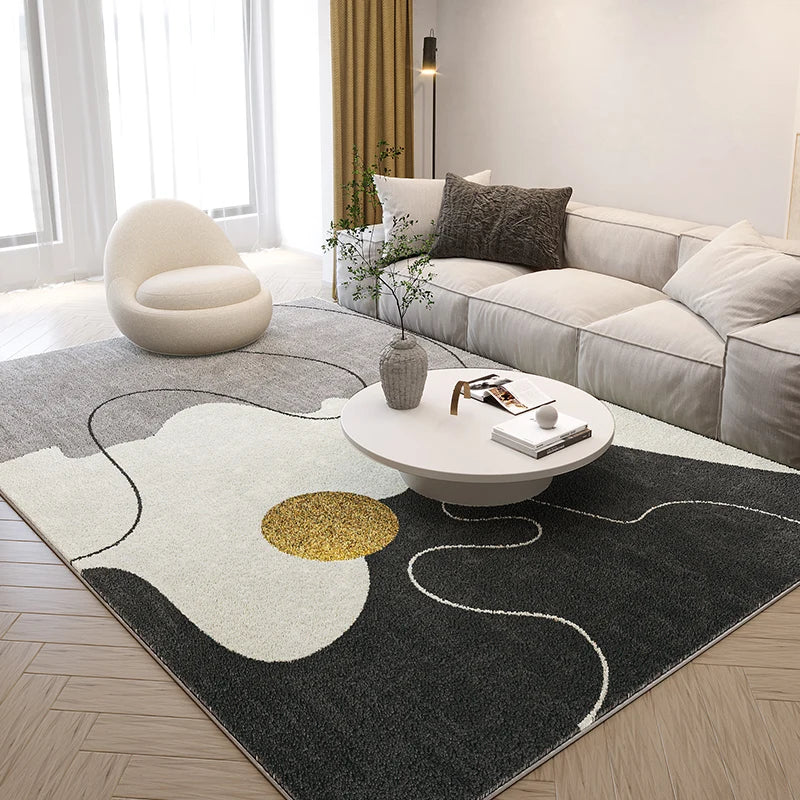 NONED Nordic Style Plush Carpet Living Room Rug With Abstract Art Design