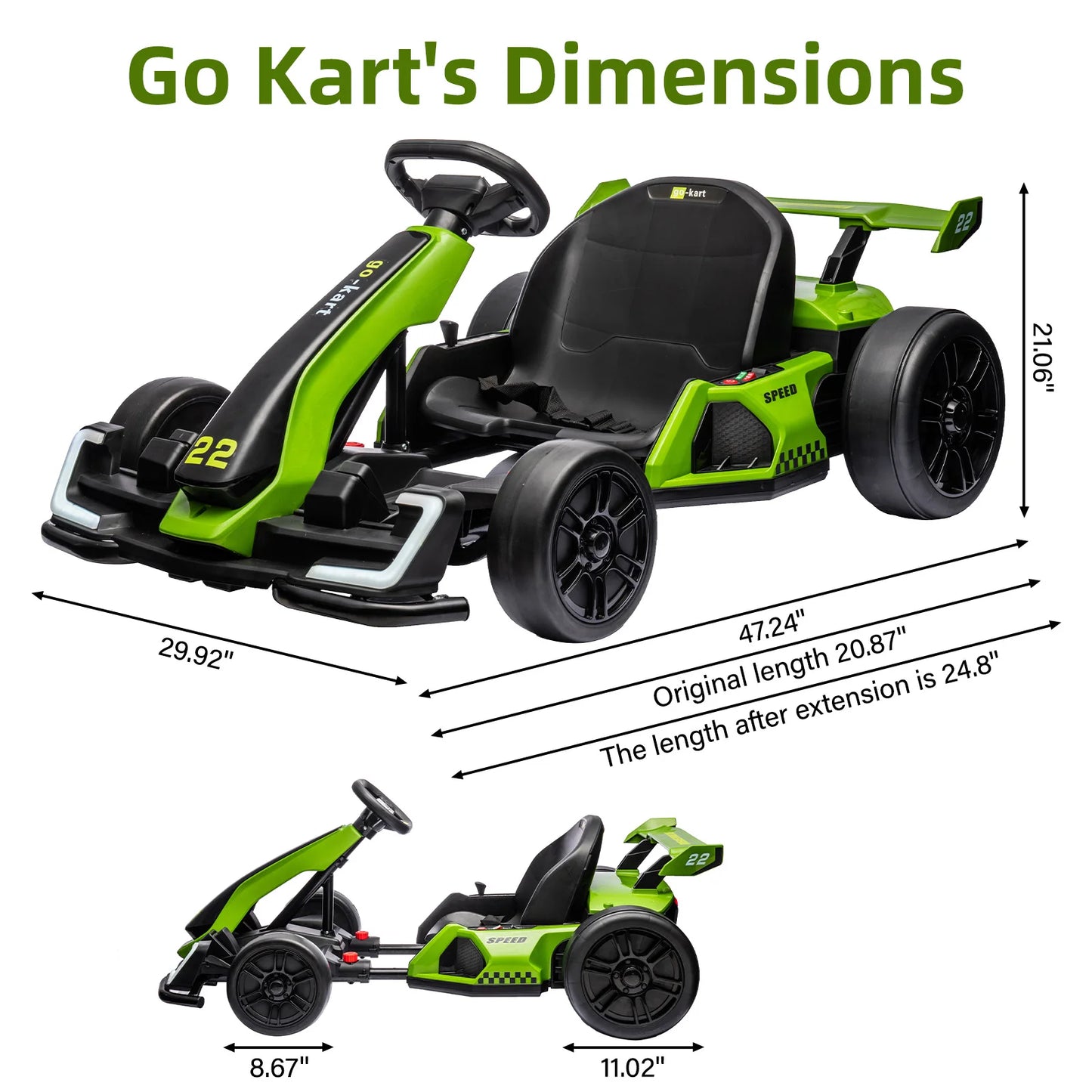 HiMISS 24V Kids Electric Go Kart 300W Motors Drift Modes