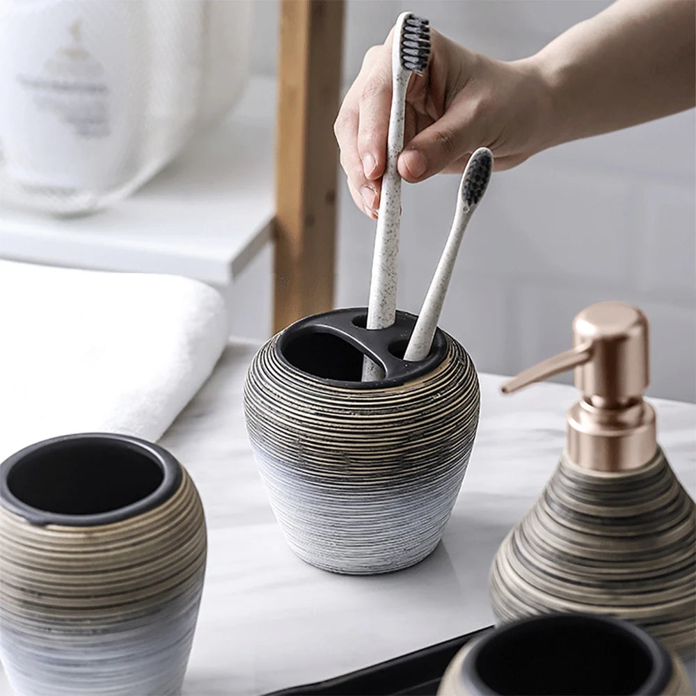 5-Piece Ceramic Bathroom Accessory Set For Home And Hotel Dorm