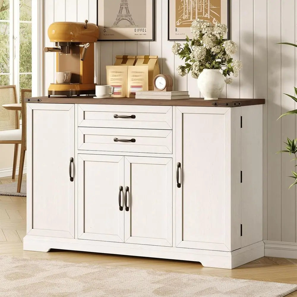 Sideboard Buet Cabinet with 2 Ders, armhouse Kitchen Pantry with Adjustable Shelves, Coee Bar Cupboard Cabinet with 4 Door Kitch
