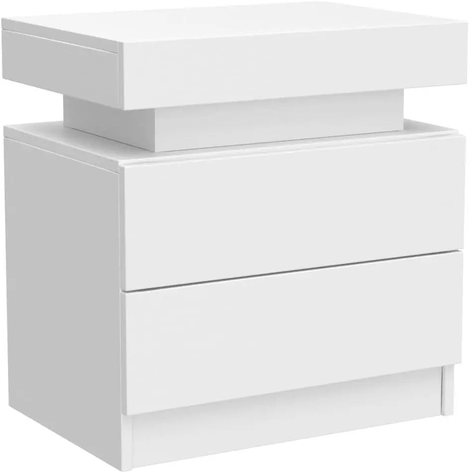 XMSJ Nightstand Set With LED Light And Two Drawers Bedside
