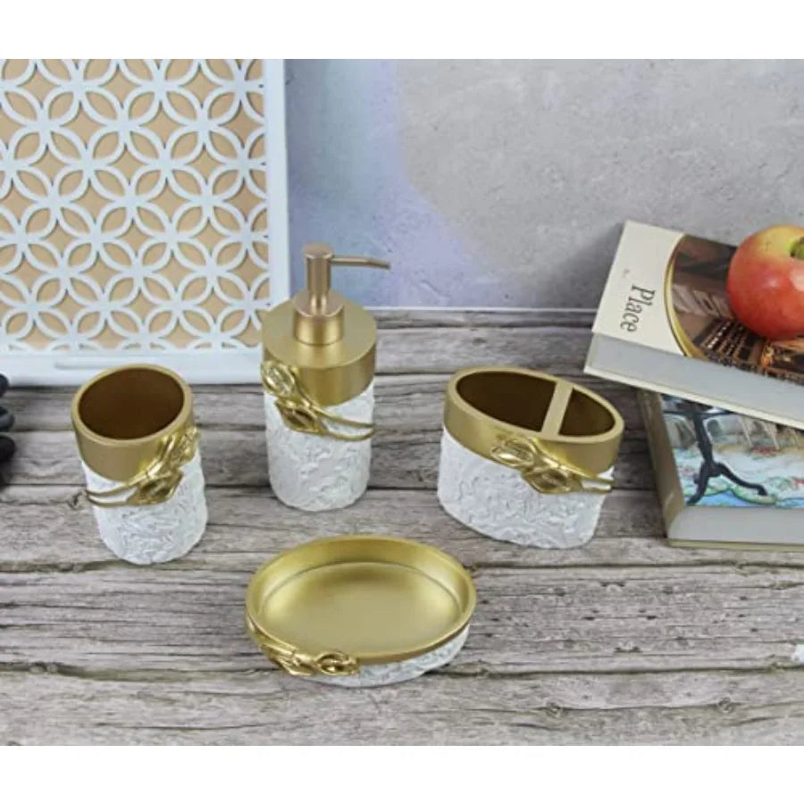 Farmhouse Resin Bathroom Set 4-Piece Toothbrush Holder
