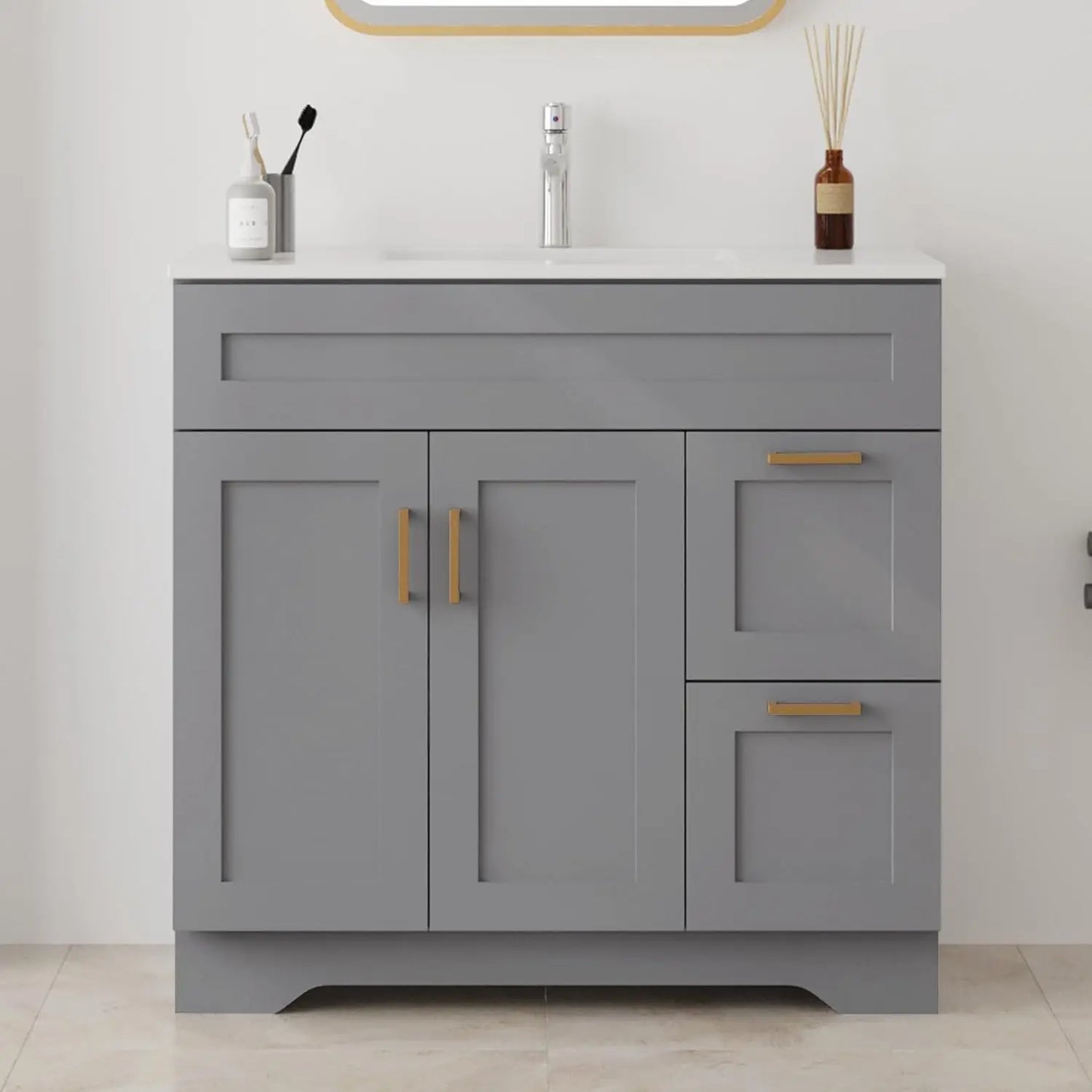 Modern Bathroom Vanity And Sink Combo With Storage Drawers