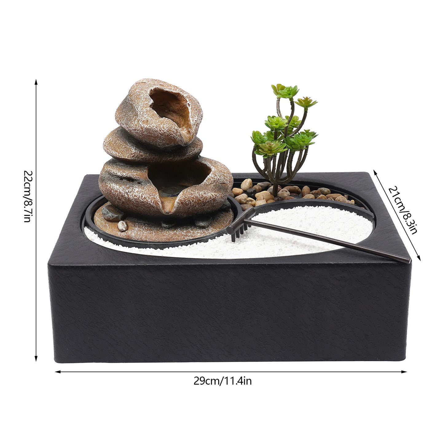 Indoor Desktop Fountain Waterfall Rockery Sand Garden Decor