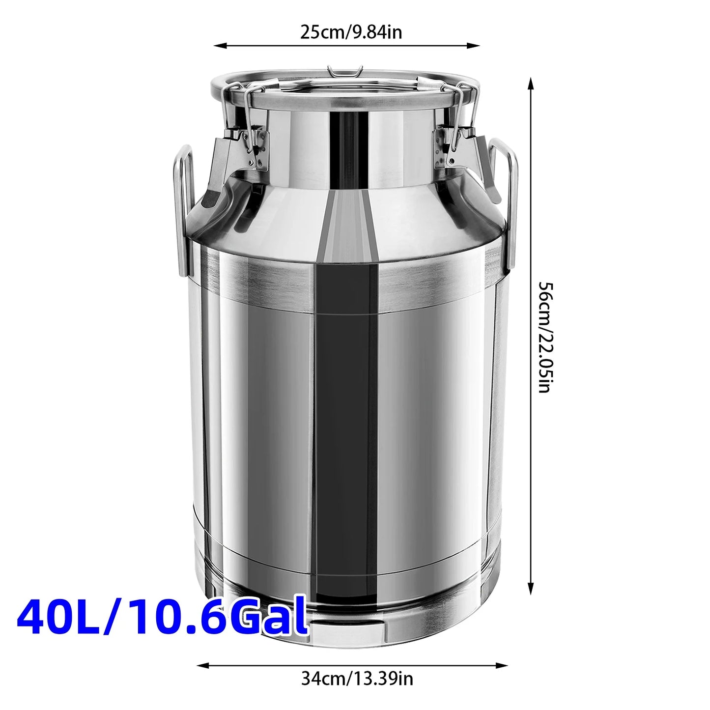 Large Milk Can Stainless Steel Milk Can 5.25/8/10.6/13.2/15.8 Gal Milk Canister Milk Bucket Tote Jug W/ Sealed Lid