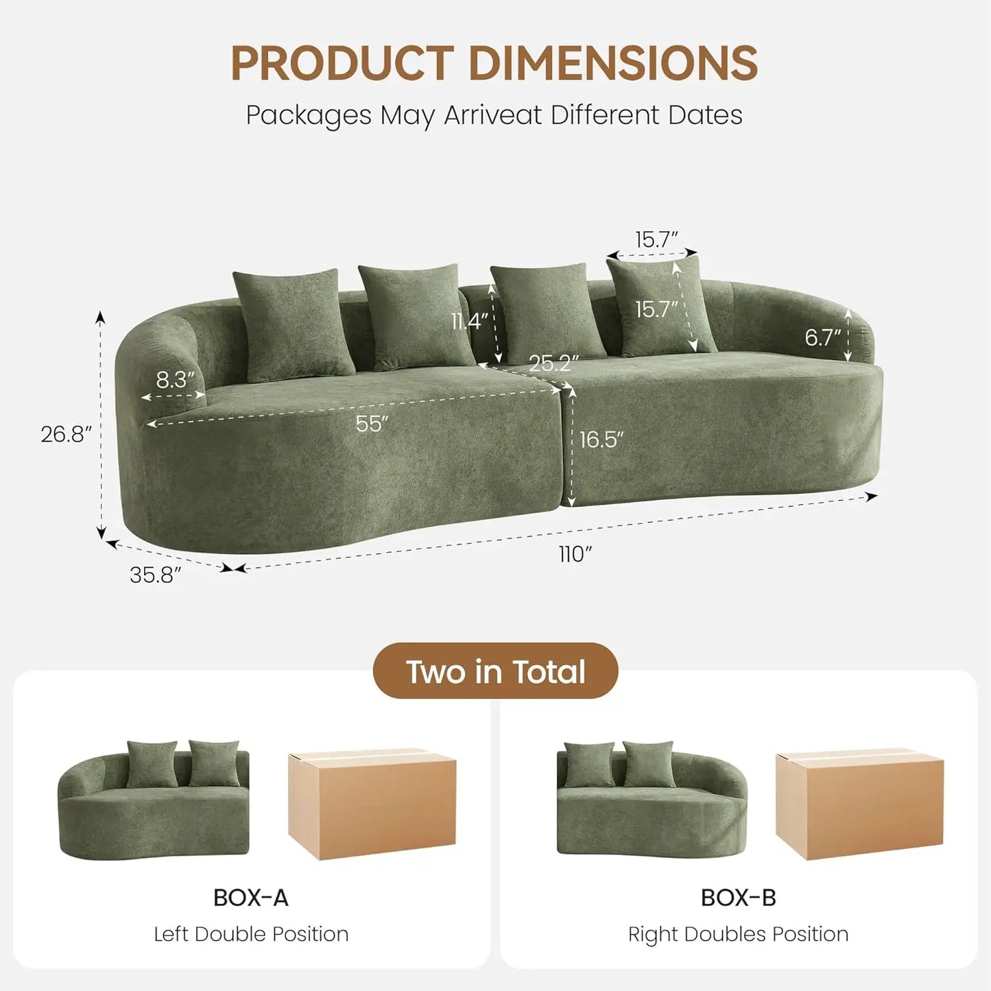 Modern Oversized Curved Cloud Chenille Sofa Sectional