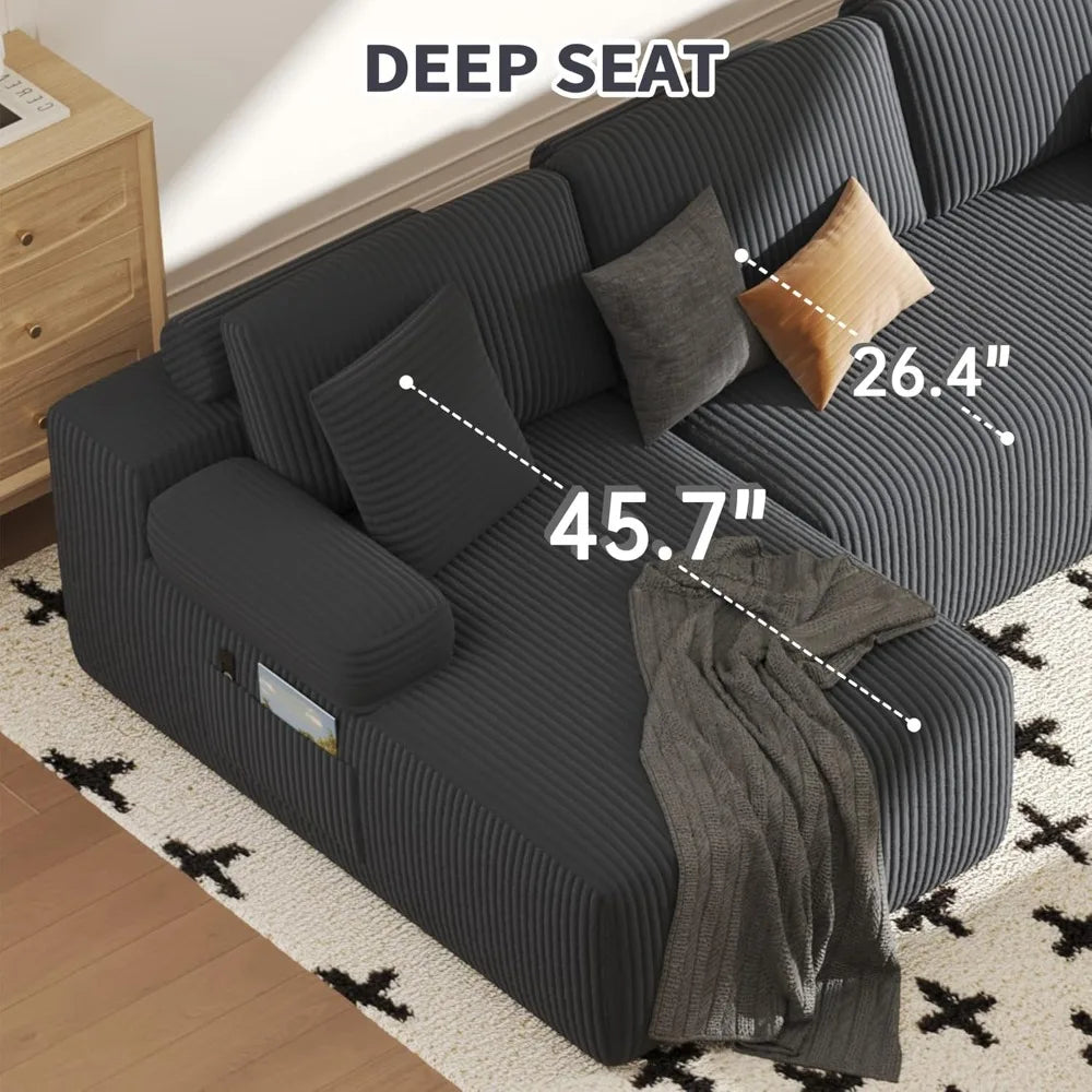 Cloud U Shaped Sectional Sofa With Deep Seats Memory Foam