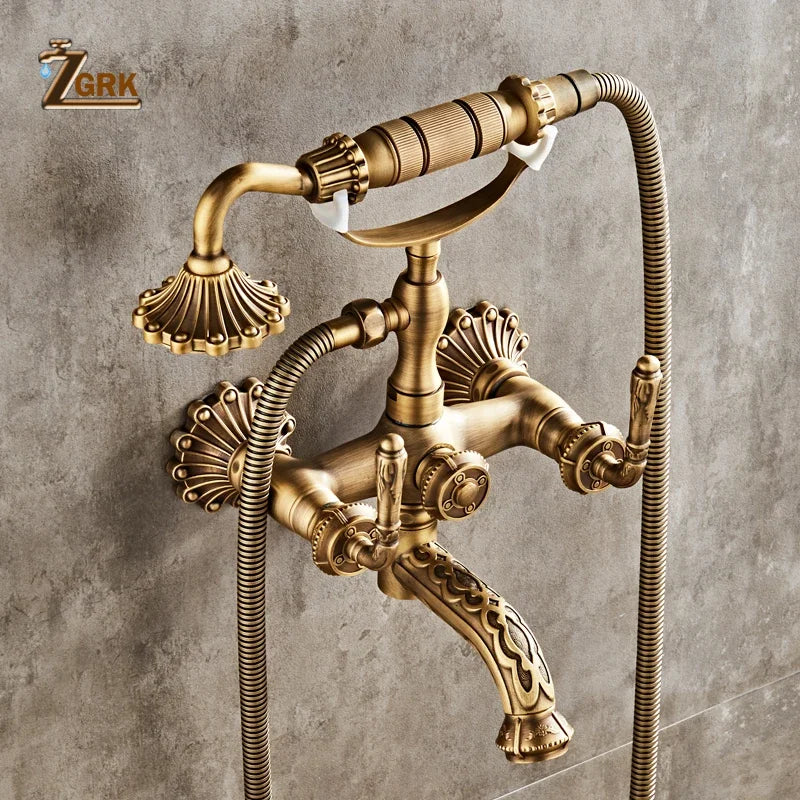 ZGRK Wall Mounted Bathtub Shower Dual Control Faucet Set