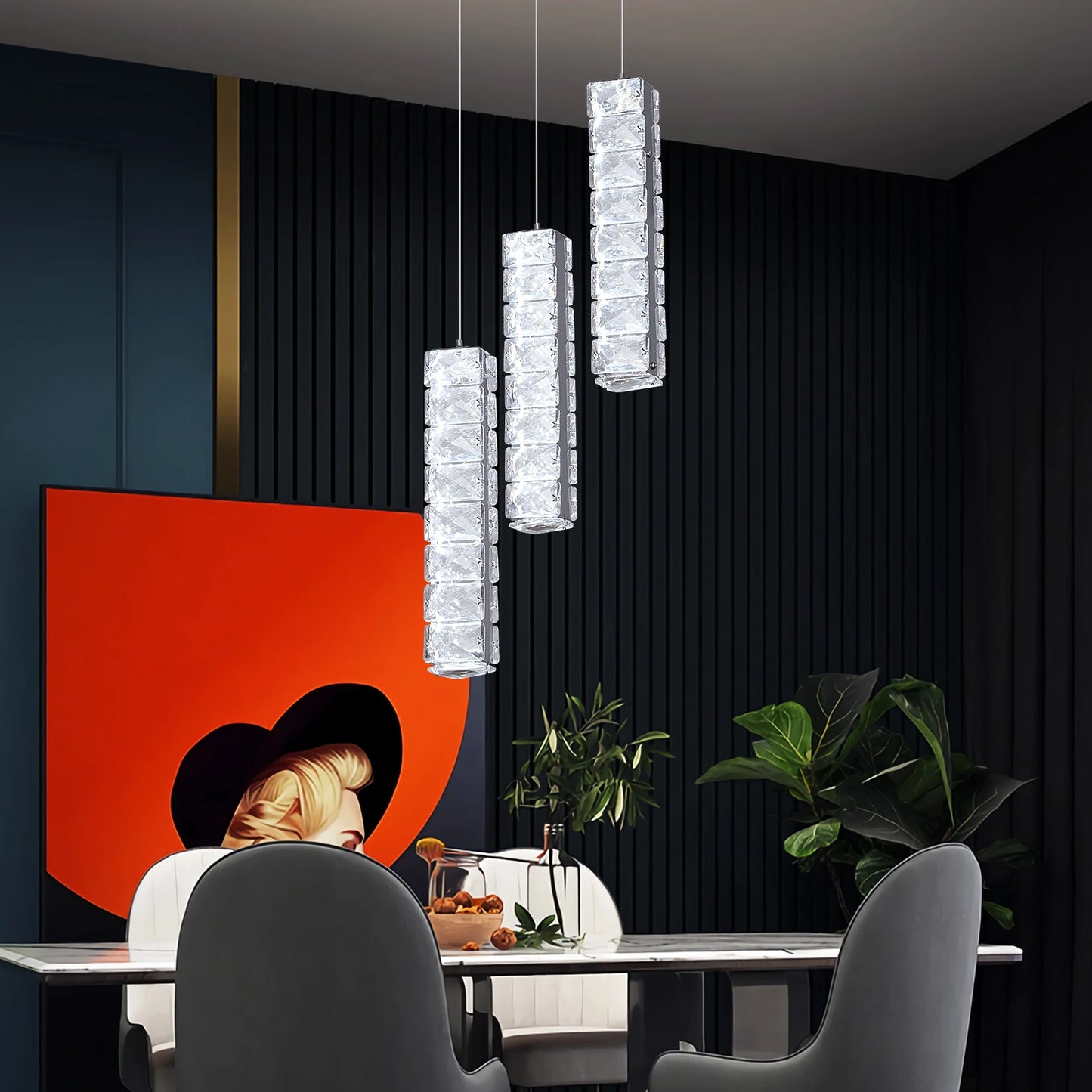 VETRULUS Nordic Crystal LED Pendant Lamp for Living Room