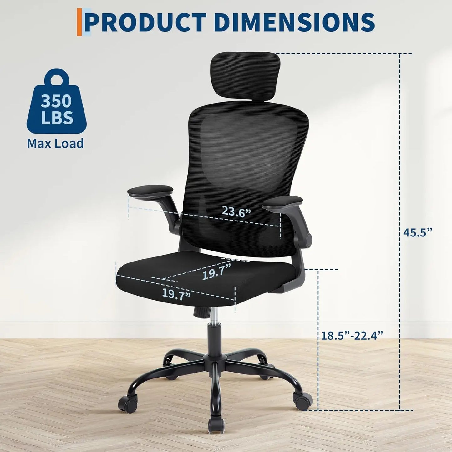 HobbyLane Ergonomic High Back Mesh Desk Office Chair With Headrest