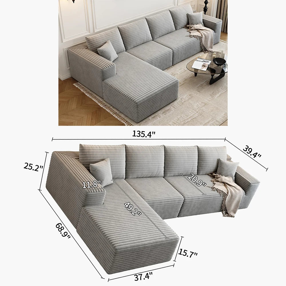 YQXHCN Cloud Module Sofa Set Velvet Corduroy Modular