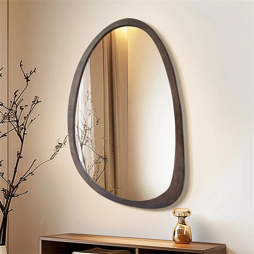 BORWART Wall Mirror With Black Walnut Wood Frame Industrial
