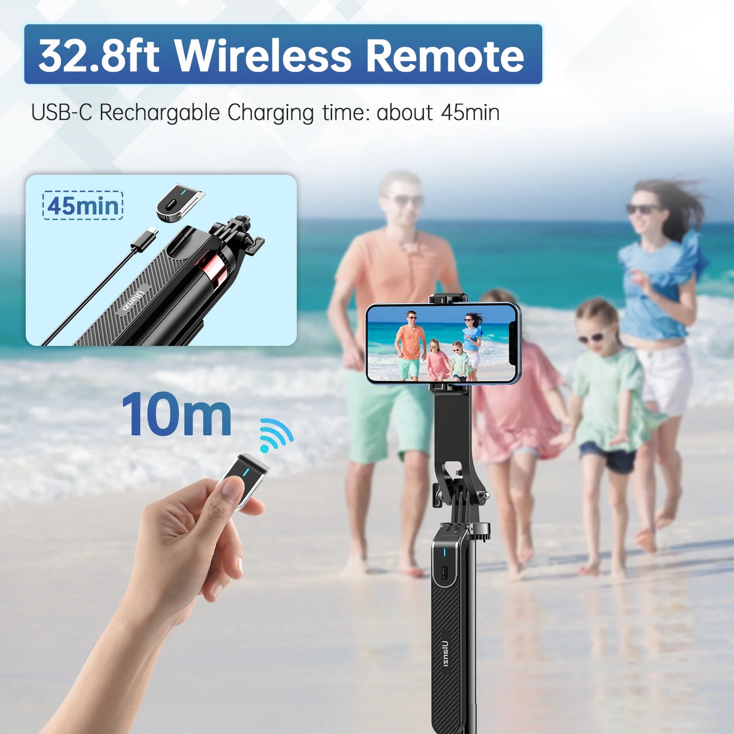 Ulanzi MA09 Selfie Stick Tripod with Remote for iPhone Android