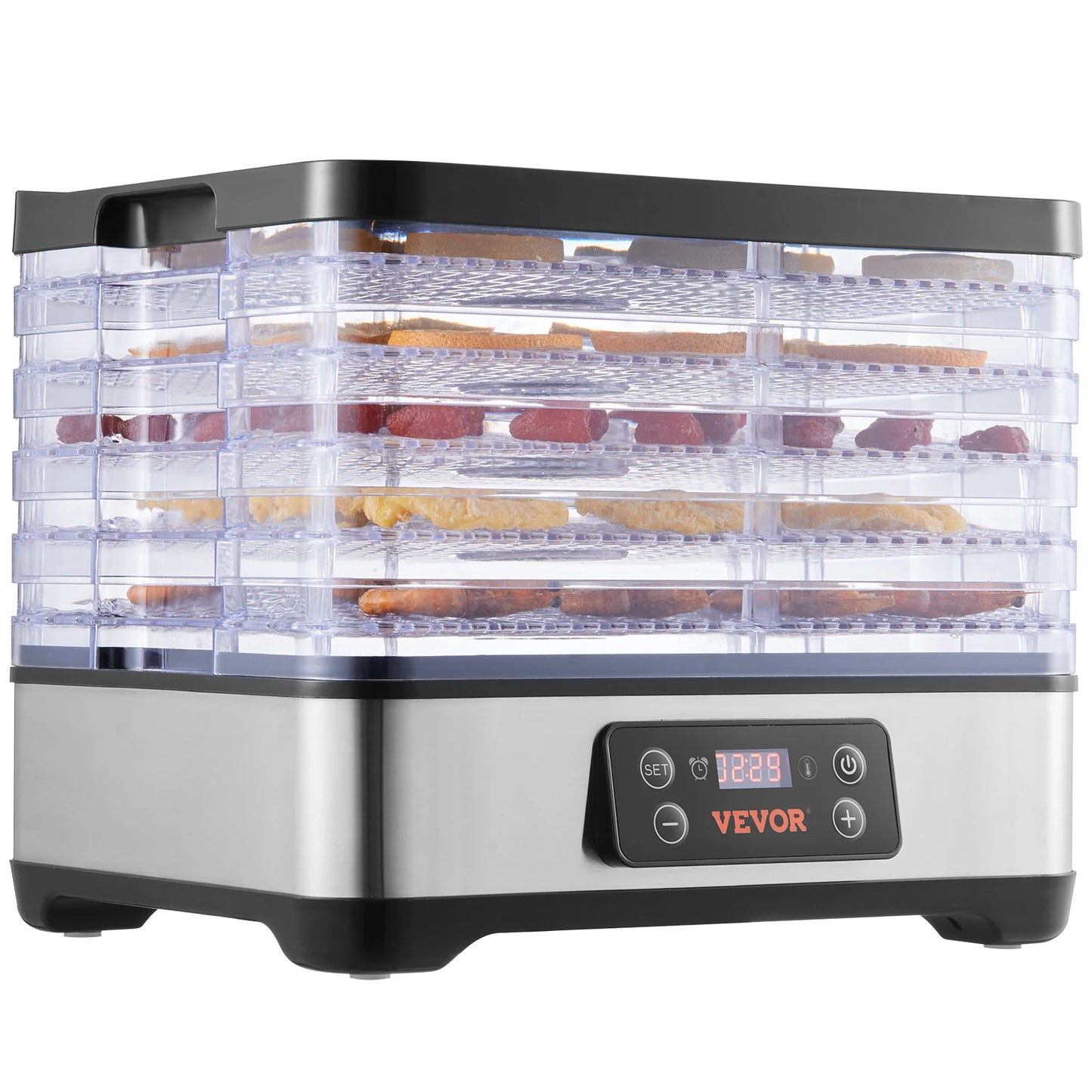 VEVOR 5 Tray Food Dehydrator Machine 300W Stainless Steel